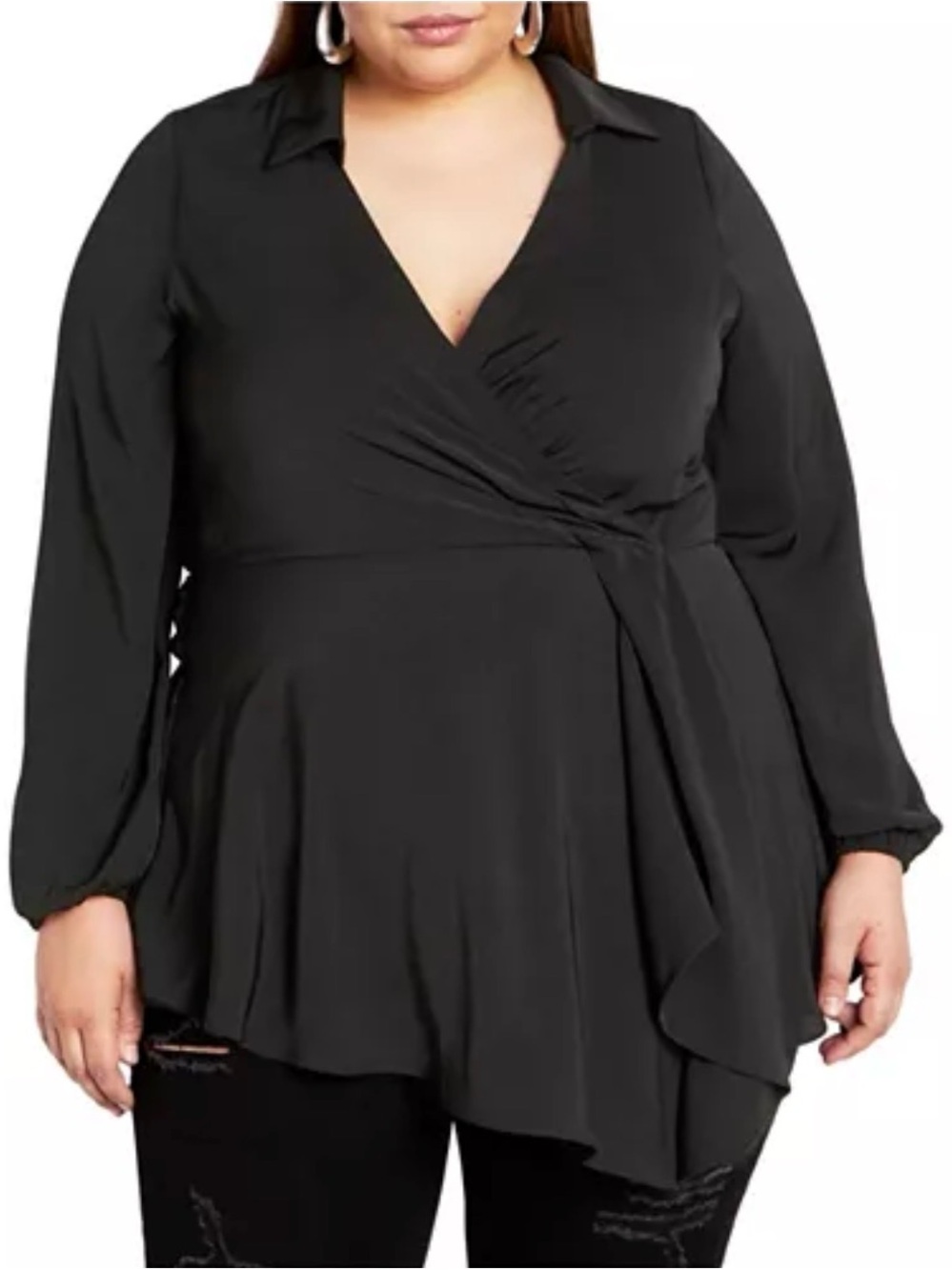Plus Size Black Tunic Blouse
